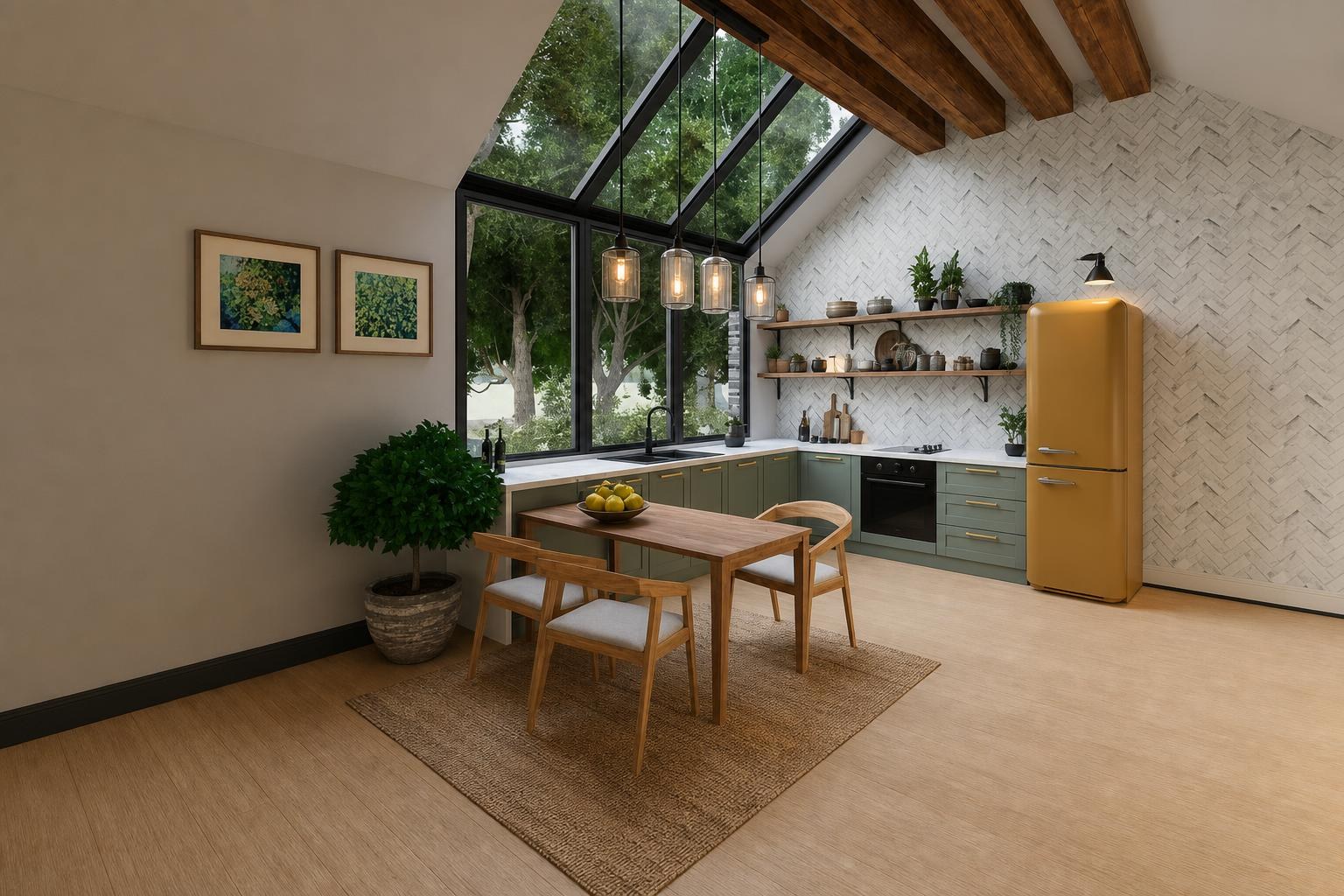 Warm timber kitchen nook design